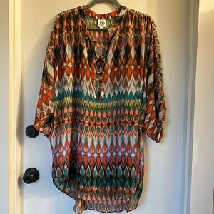 ivy jane Hi-Low Tunic geometric semi sheer XL